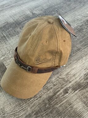 NWT Outback Trading Company Brown Suede/Cotton Equestrian Cap Hat Strapback 1482